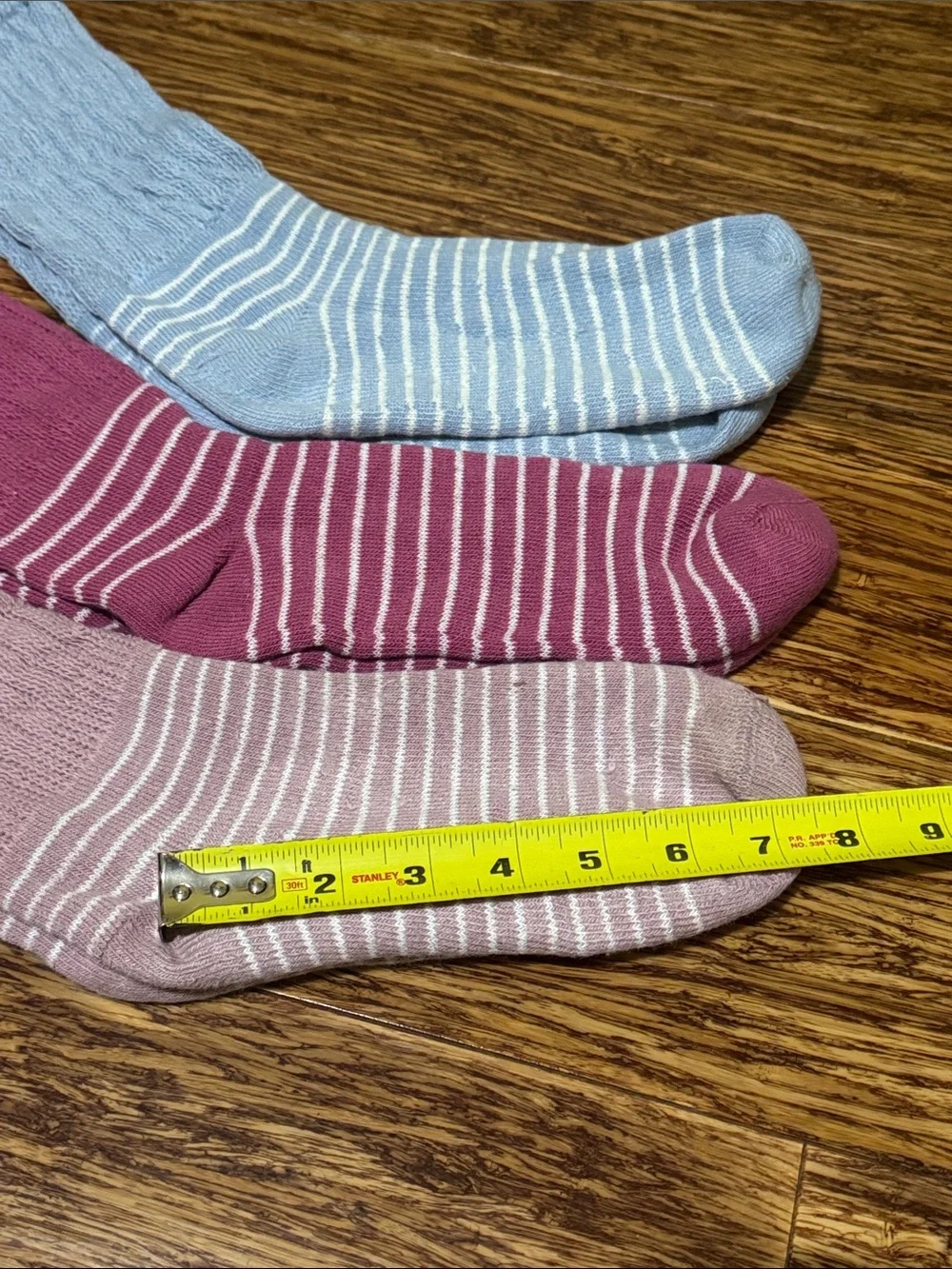 3-pack super quality slouch stripe print pink blue sock bundle
